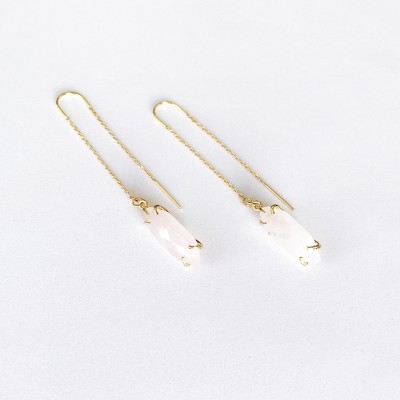 Sanctuary Project Rose Quartz Threader Drop Earrings Gold