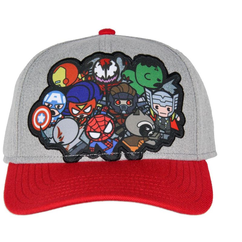 Marvel Comic Chibi Kawaii Style Characters Adult Snapback Hat Cap For Men Grey, 2 of 4
