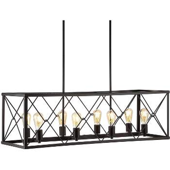 JONATHAN Y Galax 8-Light Adjustable Iron Farmhouse Industrial LED Dimmable Pendant
