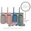 WeeSprout Glass Cups with Lids & Straws, Spill-Resistant Cups - 12 oz, Set of 4 (Matte Green, Pink, Blue and Light Grey) - 2 of 4