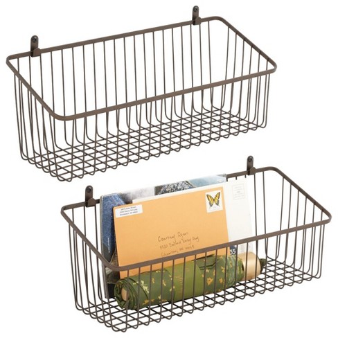 Mdesign Metal Wall Mount Hanging Basket For Home Storage, 2 Pack : Target