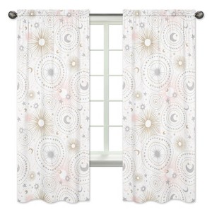Sweet Jojo Designs Window Panels - Celestial - 2pk Pink/Gold, Pink Gray Gold