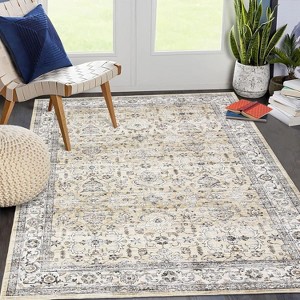 Washable Vintage Runner Rug, Non-Slip Oriental Entryway Carpet, Soft Foldable Low Pile Hallway Rug for Kitchen, Laundry - 1 of 4