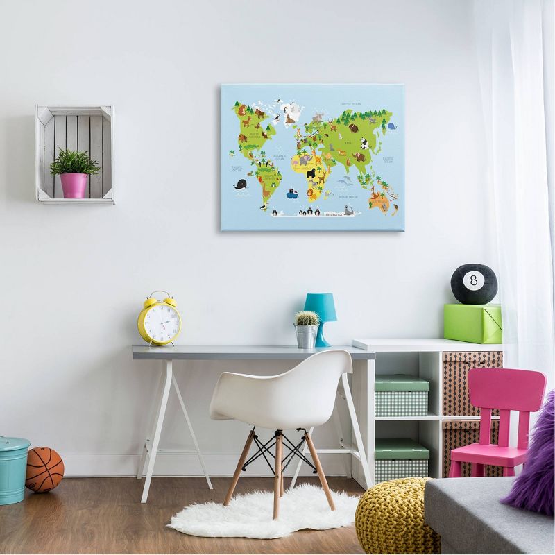 30&#34;x1.5&#34;x40&#34; World Map Cartoon and Colorful XXL Stretched Canvas Kids&#39; Wall Art - Stupell Industries, 4 of 5