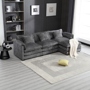 112'' Chenille L-Shaped Cloud Sectional Sofa with Removable Ottoman, Memory Foam Cushions, and Modular Sleeper - 1 of 4