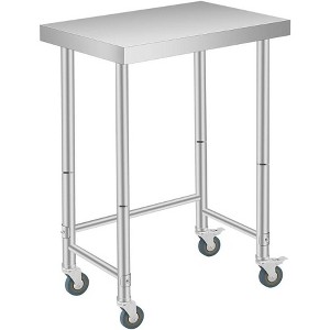 Stainless Steel Work Table 16x24 Inch with Wheels, Commercial Kitchen Food Prep Table, Utility Workbench, Silver - 1 of 4