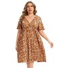 Coolmee Women's Plus Size Floral Midi Dress Wrap V Neck Ruffle Short Sleeve A Line Casual Dress - 3 of 4