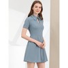 Allegra K Women's Turndown Collared Keyhole Short Sleeve Work Fit and Flare Mini Dress - 4 of 4