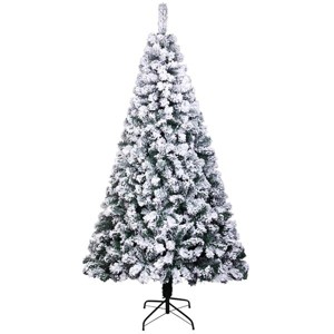 6FT PVC Flocking Christmas Tree 750 Branches Spread Out Naturally Tree - 1 of 4
