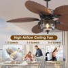 Kviflon 52 Inches Tropical Palm Leaf Waterproof Ceiling Fans with Lights and Remote/APP Reversible 6 Speeds - 4 of 4