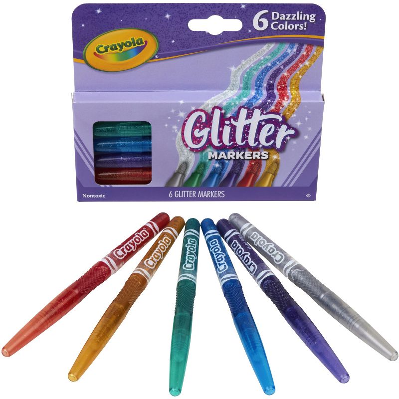 Crayola Glitter Markers, Assorted Colors, Set of 6, 2 of 6