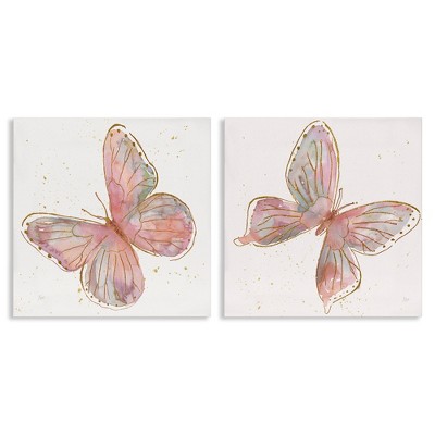 Stupell Industries Pink & Glam Butterflies Nature 2pc Canvas Art Set