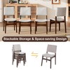 QingMoon Stackable Dining Chairs Set of 2, Linen Fabric Upholstered Kitchen Chairs with Solid Wood Frame for Dining Room, Living Room - 3 of 4