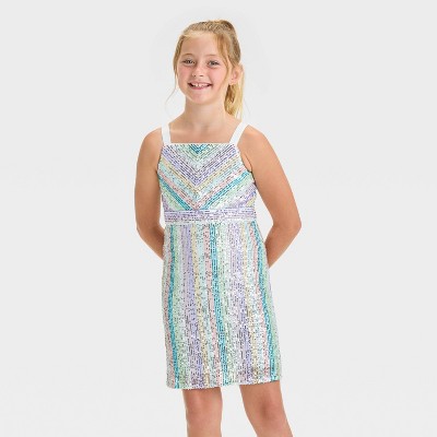 Zenzi Girls Satin Strap Sequin Dress Target