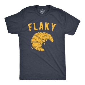 Mens Flaky T Shirt Funny Croissant Crumbs Novelty Food Graphic Tee For Guys - Crazy Dog Men's T Shirt - 1 of 4