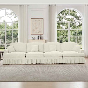 4 Seat Chenille Modular Sectional Sofa,Modular Couch for Living Room,Modular Sofa with Flared Arms and Removable Skirt,Spindle Legs-Coolbibila - 1 of 4