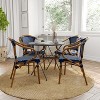 Merrick Lane Sacha Set of Four Stacking Thonet Bistro Style Chair with Arms, PE Rattan Seat, and Bamboo Metal Frame for Indoor/Outdoor Use - 2 of 4