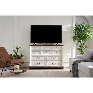 Okak Farmhouse Console Dressers with Drawers&Base,Chest of Drawers for Bedroom,Living Room,Rustic Wooden Dresser with Handle Ring - 1 of 4