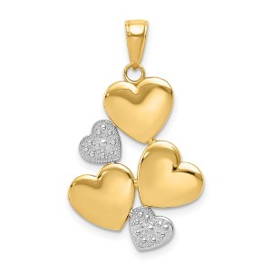 Black Bow Jewelry 14k Yellow Gold and White Rhodium Heart Cluster Pendant, 20mm - 1 of 4