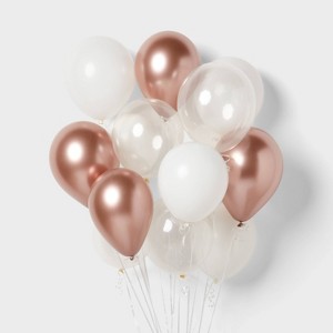 20ct 12 Metallic Balloon Rose Gold and White - Spritz™" - 1 of 4