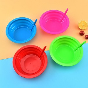 Maison 4 Pack Plastic Cereal Bowls with Straws For Kids BPA Free DishWasher & Microwave Safe - 1 of 4