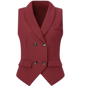 INSPIRE CHIC Women's Lapel Collar Dressy Versatile Racerback Waistcoat Suit Vest - 1 of 4