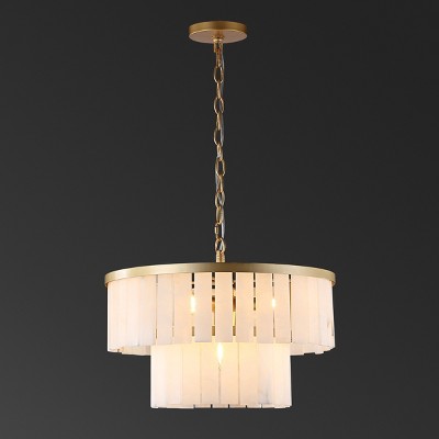 Kiandra White Marble and Gold Two-Tier Chandelier