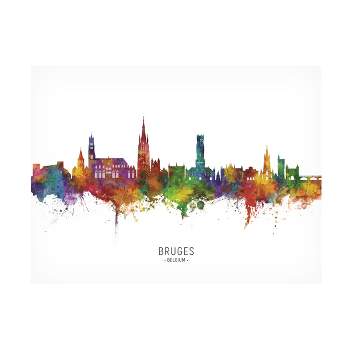 Trademark Fine Art Michael Tompsett 'Bruges Belgium Skyline Named' Canvas Art
