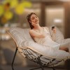 ORRD Rattan Rocking Chair - Indoor/Outdoor Egg Chair for Patio, Living Room & Garden, Modern Royal Design（Lawn-Dark Grey） - 3 of 4