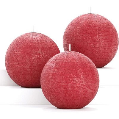 Set of 3 Round Teal Candles - 3 inch Sphere Candles for Wedding & Home Decor - Unscented Long Burning