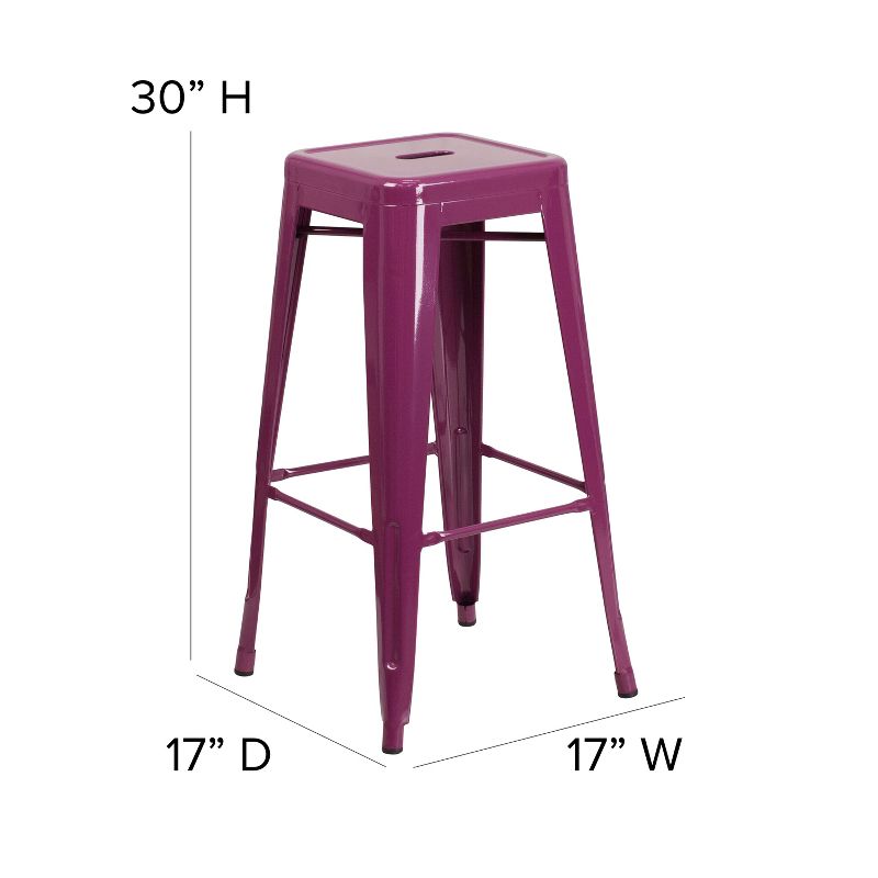 Flash Furniture Commercial Grade 30" High Backless Metal Indoor-Outdoor Barstool with Square Seat, 5 of 21