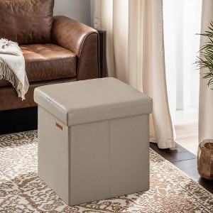 15" Ottoman with Storage, Folding Footstool, Storage Ottoman Bench, Cube Storage Chest 660 lb Load Capacity - 1 of 4