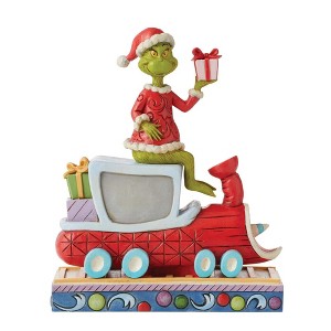 Jim Shore 8.0 Inch Grinch On Train Dr Seuss Presents Figurines - 1 of 3