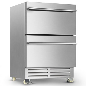 Hooure  24-Inch Built-In Beverage Refrigerator - Holds 140 Cans, Stainless Steel, Outdoor Rated, Drawer Access - 1 of 4