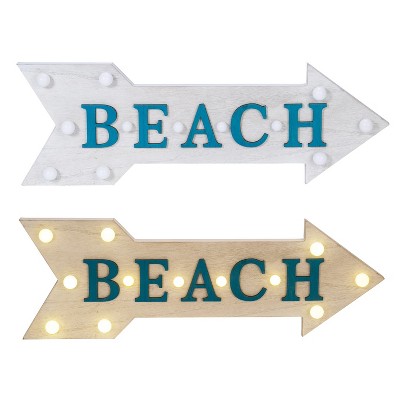 Beachcombers Marquee Beach Arrow Sign 24 x 8 x 2 Inches.
