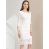 Allegra K Women's Slim Fit Elegant Mesh Sheer Long Sleeve Stretch Knit Floral Lace Bodycon Dress - 2 of 4