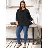 Agnes Orinda Women's Plus Size Chiffon Tie Round Neck  3/4 Sleeve Elegant Work Blouses - 3 of 4