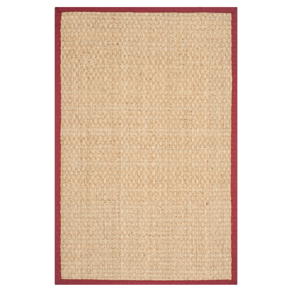 3'X5' Basket Weave Accent Rug Natural/Red - Safavieh