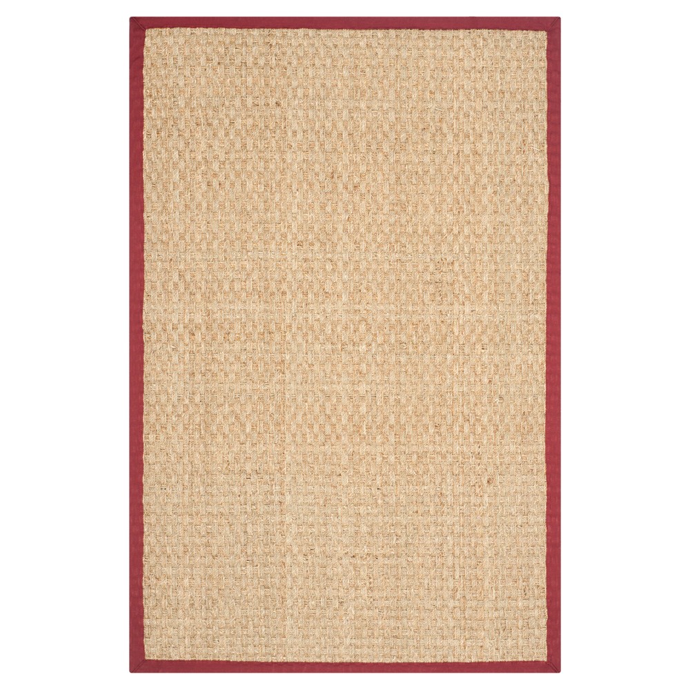 3'X5' Basket Weave Accent Rug Natural/Red - Safavieh