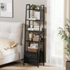5 - Tier Ladder Shelf with 2 Drawers Narrow Bookshelf Storage Shelves Industrial Bookcase Freestanding Rack Units Bedroom - 4 of 4