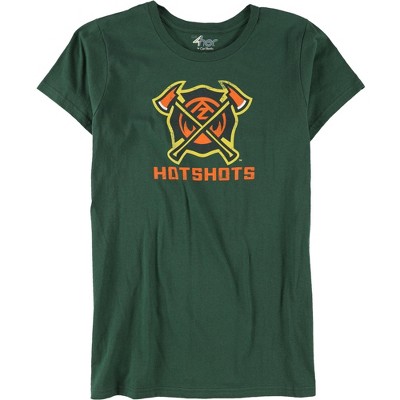 G-III Sports Womens Distressed Hotshots Logo Graphic T-Shirt