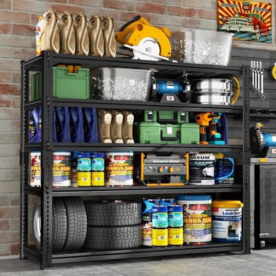 5 Tiers Metal Adjustable Garage Storage Shelving Unit with 2800 LBS Capacity in Black