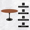 LeisureMod Verve Mid-Century Modern Table with a 48" Round MDF Tabletop and Black Steel Pedestal Base for Kitchen and Dining Room - 2 of 4