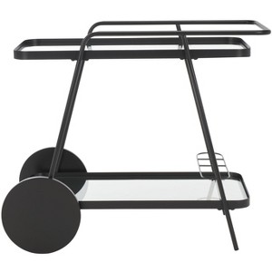 Alora 2 Tier Bar Cart With Bucket - BCT2504A - Black/Glass - Safavieh - 1 of 4