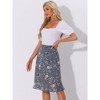 INSPIRE CHIC Women's Floral Ruffle Elastic High Waist Button Flowy Split Skirt - 2 of 4