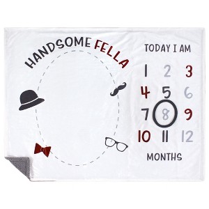 Hudson Baby Infant Boy Plush Holiday and Milestone Blanket, Handsome Fella, One Size - 1 of 2