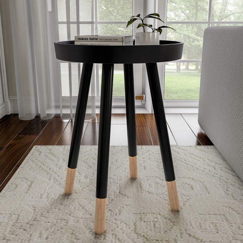 Hasting Home Modern Side Table, Round End Table with Tray Top, 2 of 9