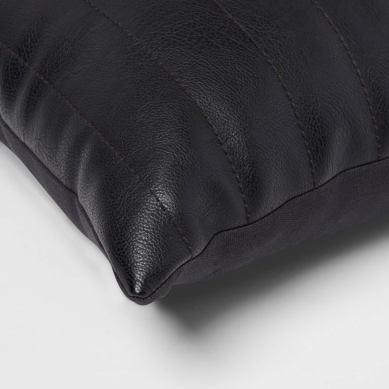 Oblong Faux Leather Channel Stitch Decorative Throw Pillow - Threshold™, 5 of 9