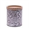 Metal Patterned Canister with Natural Wood Lid (Set of 3) - 3 of 4