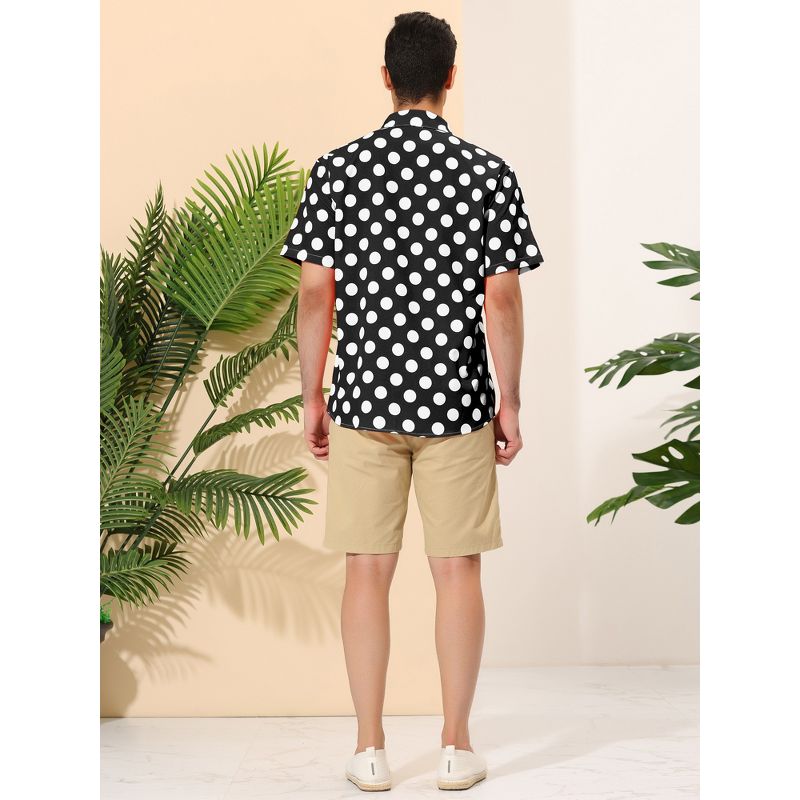 Lars Amadeus Men's Summer Polka Dots Button Down Short Sleeves Hawaiian Shirts, 5 of 7
